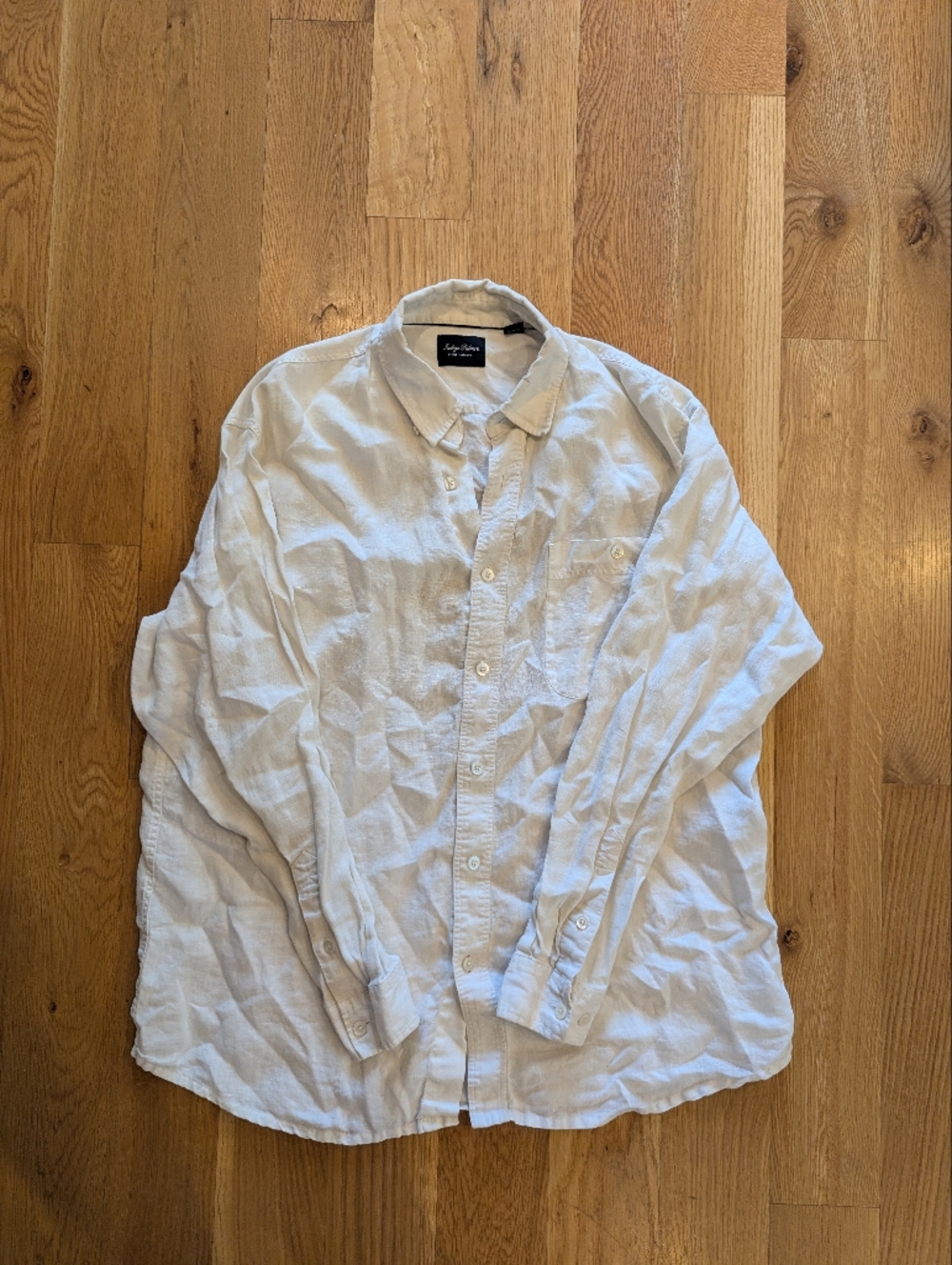 White Linen Button-Up Shirt